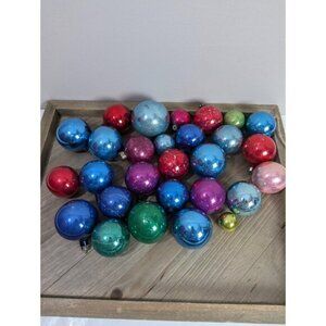 Vintage mercury glass christmas ornaments  small classic color baubles lot of 28